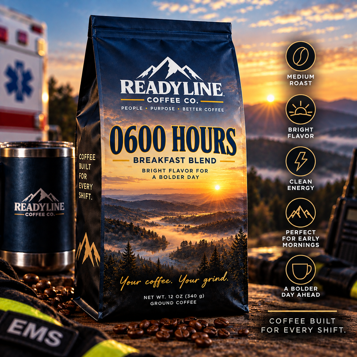 0600 Hours light roast coffee – Ready Line Coffee Co.
